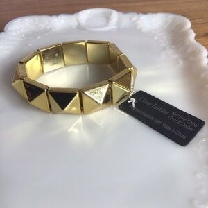 Gold Geometric Pyramid Stretch Bracelet